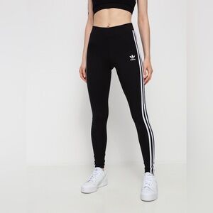 Adidas Leggings in Black with White Stripes